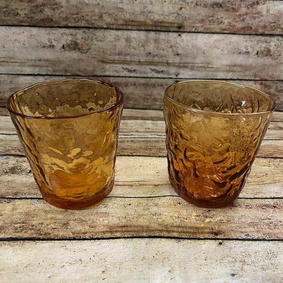 Vintage Amber Colored Small Juice Glasses